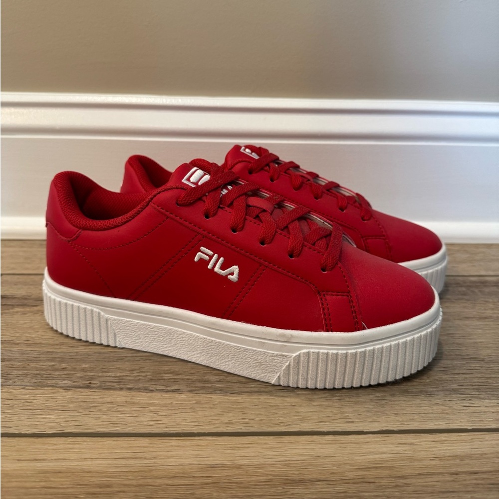 Fila Classic Red Sneakers with White Platform Outsole